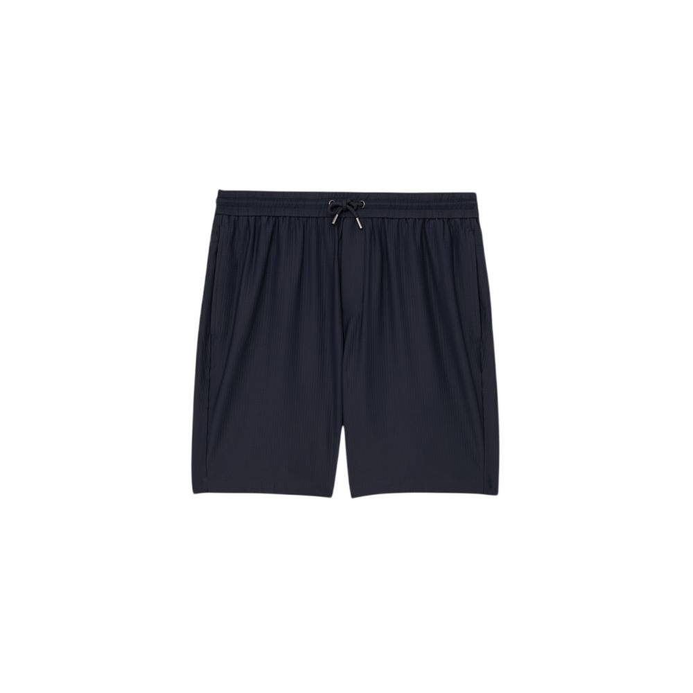 REISS Ajay Seersucker Drawstring Shorts in Navy